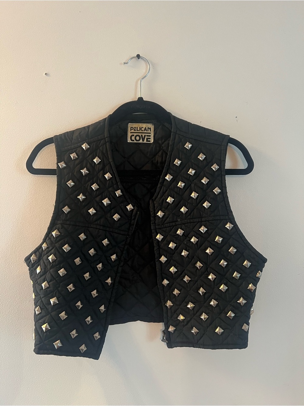 Black Studded Quilted Vest